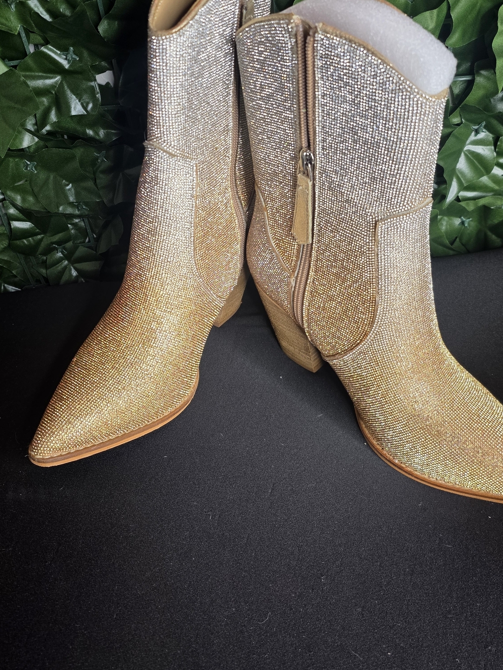 Corkys Gold Glitter Ankle Boots - Stylish Zip-Up Western Booties